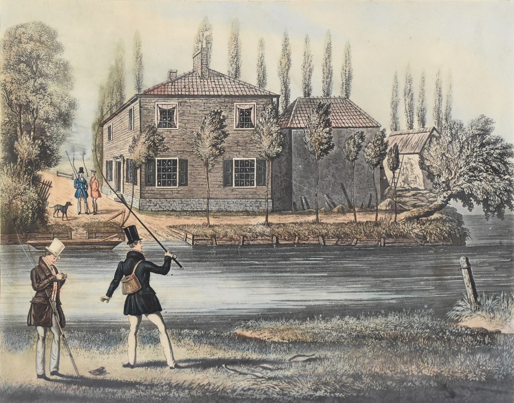 J POLLARD; a pair of 19th century hand tinted prints, 'Fly Fishing' and 'Bottom Fishing', each in - Bild 3 aus 12
