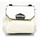 AIMEE KESTENBERG; an unused cream and black thick embossed leather shoulder bag with unusual