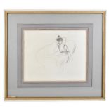 JEAN-LOUIS FORAIN (1852-1931); pencil study, seated female with outline of a further figure,