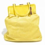 LIBERTY; a large yellow leather open Frame Carriage handbag, embossed by Liberty of London,