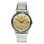 OMEGA; a vintage gentleman's Seamaster stainless steel wristwatch with date aperture, twenty four