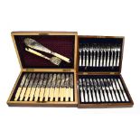 A mahogany cased silver plated twenty-four piece part cutlery service with mother of pearl