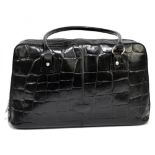 MULBERRY; a black leather mock crocodile embossed handbag with maker's embossed logo to front,