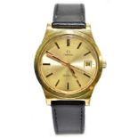 OMEGA; a 1970s gold plated and stainless steel gentleman's wristwatch with date aperture, diameter