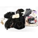 A mixed collection of vintage items including two pairs of vintage shoes, one snakeskin, a black