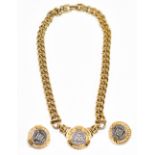 GIVENCHY; a vintage gold tone heavy link chain with Etruscan style coin logo pendant with monogram