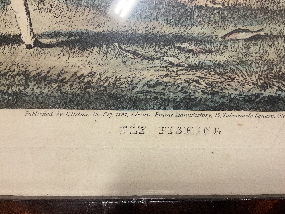 J POLLARD; a pair of 19th century hand tinted prints, 'Fly Fishing' and 'Bottom Fishing', each in - Bild 8 aus 12
