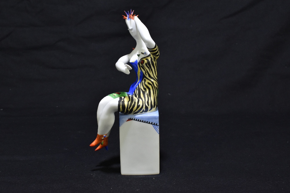 MEISSEN; an abstract figure of a female seated upon a column designed by Sylvia Klöde, painted - Image 5 of 7