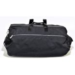 STRENESSE GABRIELE STREHLE; a large black fabric and black leather trim holdall, with attached