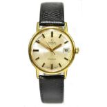 OMEGA; a gentleman's vintage automatic gold plated and stainless steel wristwatch with date aperture