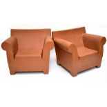 PHILIPPE STARCK FOR KARTELL; a pair of moulded plastic Bubble Club chairs, with moulded maker's