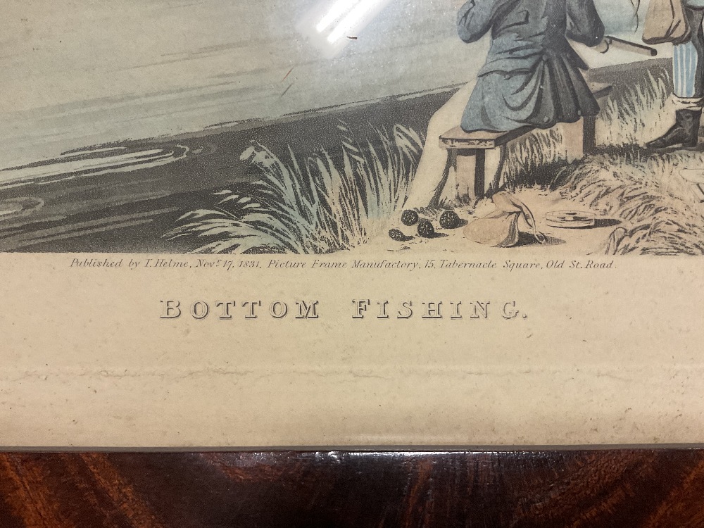 J POLLARD; a pair of 19th century hand tinted prints, 'Fly Fishing' and 'Bottom Fishing', each in - Bild 5 aus 12