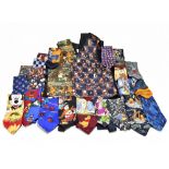 DISNEY; two 100% silk waistcoats depicting 'The Jungle Book' and Mickey Mouse, and twenty-two 100%