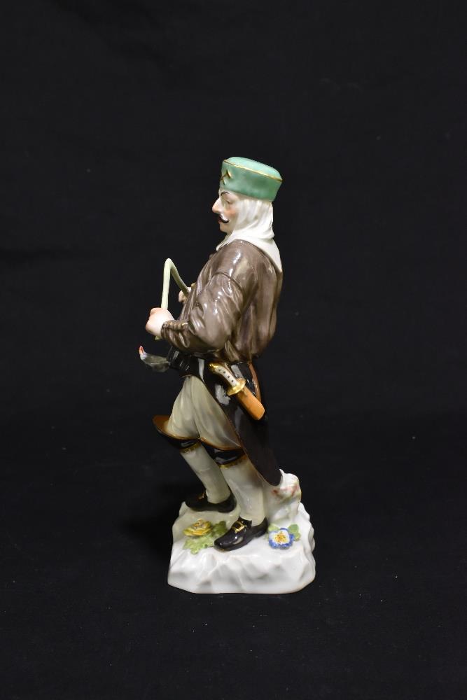 MEISSEN; an early 20th century figure of a Saxon miner with divining rod, after the original by - Image 4 of 7