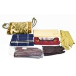 BURBERRY; a 100% lambswool blue check scarf with original tag, an Aquascutum of London burgundy