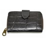MULBERRY; a vintage brown Congo mock croc leather large purse/wallet with gold tone top zip with