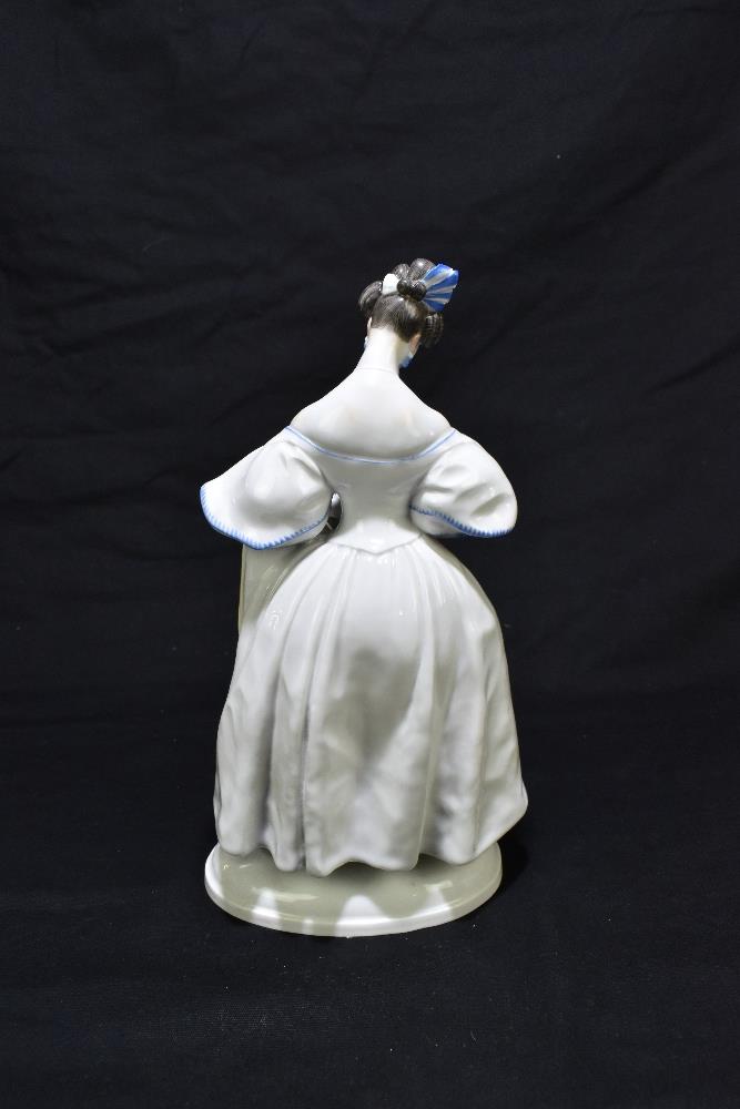 MEISSEN; a 20th century figure of a young woman leaning on a column, painted marks to base with - Image 3 of 8
