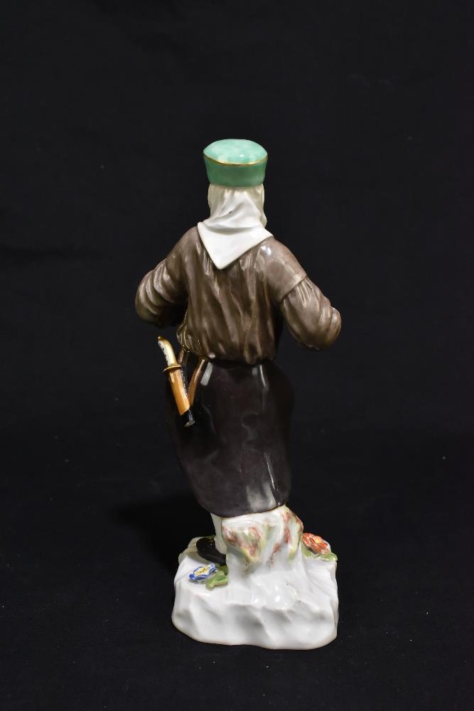 MEISSEN; an early 20th century figure of a Saxon miner with divining rod, after the original by - Bild 3 aus 7