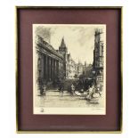 FRED W GOOLDEN; etching, King Street, Manchester, signed in pencil lower right, 38 x 30.5cm,
