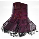 ISSEY MIYAKE; a large pleated finely woven stole with fine wool tassels to each end, from the '