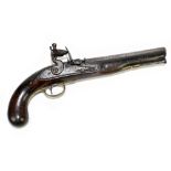 W. PARKER; a late 18th/early 19th century flintlock pistol with walnut and steel body, signed to the