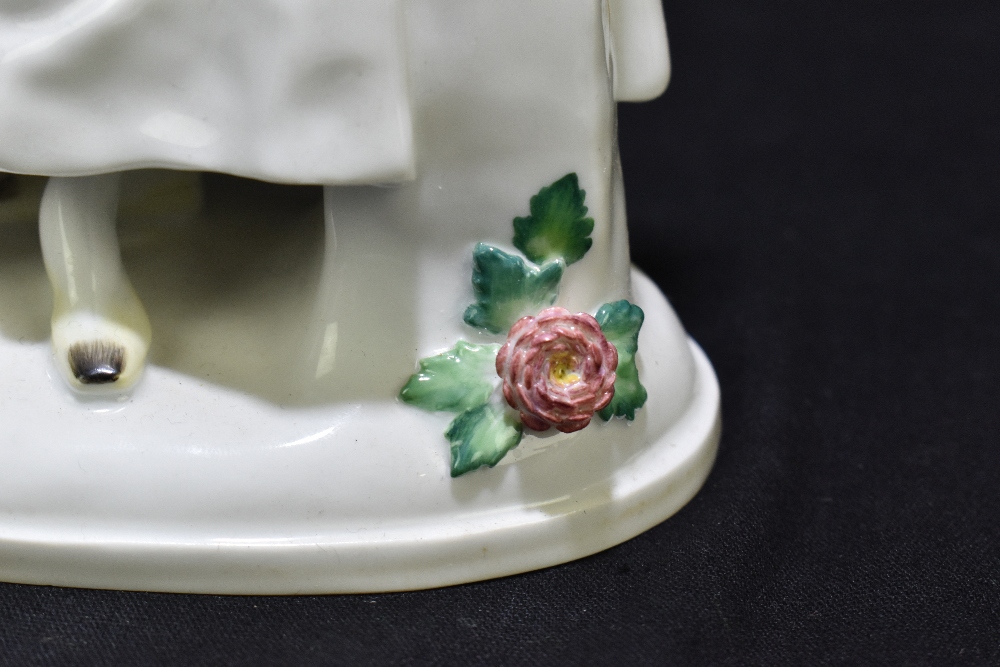 MEISSEN; a 20th century figure of a young woman leaning on a column, painted marks to base with - Image 5 of 8