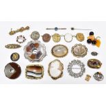 A good mixed group of costume jewellery including a large Scottish hardstone white metal mounted