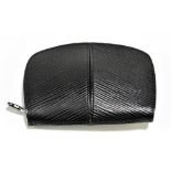 LOUIS VUITTON; a black Epi leather Z coin purse with silver tone hardware zipper embossed with Louis