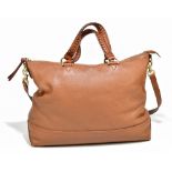 MULBERRY; an embossed calf leather beige brown Pembridge bag with 'D' shaped plaited leather