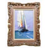 DONALD HAMILTON FRASER RA (1929-2009); oil on board, sailing boat, signed, 31 x 20cm, framed and