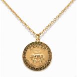 CHARLES HORNER; a 9ct yellow gold pendant on chain inscribed 'Cancer June-July', Birmingham 1980,