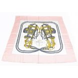 HERMÈS; a 'Brides de Gala' 100% silk scarf, originally designed in 1957 by Hugo Grygkar, cream, grey