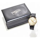 LONGINES; a gentleman's vintage 9ct yellow gold wristwatch with seventeen jewel movement no.51724247