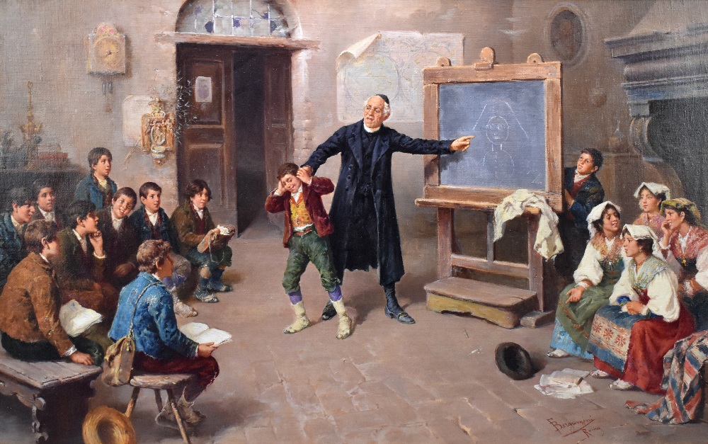 FRANCESCO BERGAMINI (ITALIAN 1815-1883); large oil on canvas, a school master scolding a child - Bild 2 aus 4