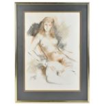 MALCOLM YOUNG; pencil drawing, nude reclining, signed and dated 76, framed and glazed, 57 x 40cm,