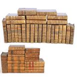 A selection of 18th century and later French leather bindings including Nouveau Dictionnaire