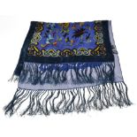 BESARANI: a vintage 1990s silk blend velvet Botanical scarf with fringes to each end, 174 x 51cm.