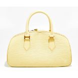 LOUIS VUITTON; a cream, yellow epi leather Jasmine handbag with top zip, gold tone hardware, two D-