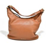 MICHAEL KORS; a beige brown pebbled leather shoulder/handbag with gold tone maker's name to front,