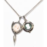 CHARLES HORNER; a George V hallmarked silver and cameo pendant suspended on a fine link chain,