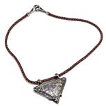 HERMÈS; a rare silver, marked 925, Touareg necklace with a silver pendant marked to the back by