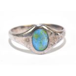 CHARLES HORNER; a George V hallmarked silver and blue/green enamel decorated ring, probably