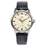 OMEGA; a gentleman's vintage stainless steel Seamaster wristwatch with logo to the case back,