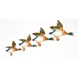 BESWICK; a family of four flying mallard wall plaques, measurements of largest example 27 x 25cm, (