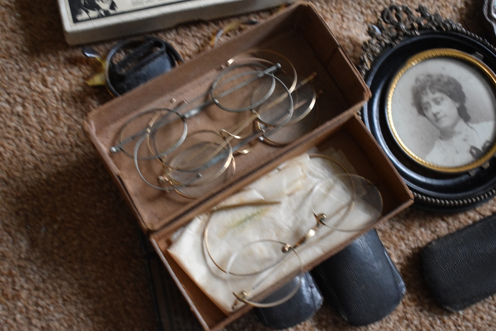 A small selection of vintage spectacles, some in original boxes which are named, an Art Nouveau - Image 4 of 4