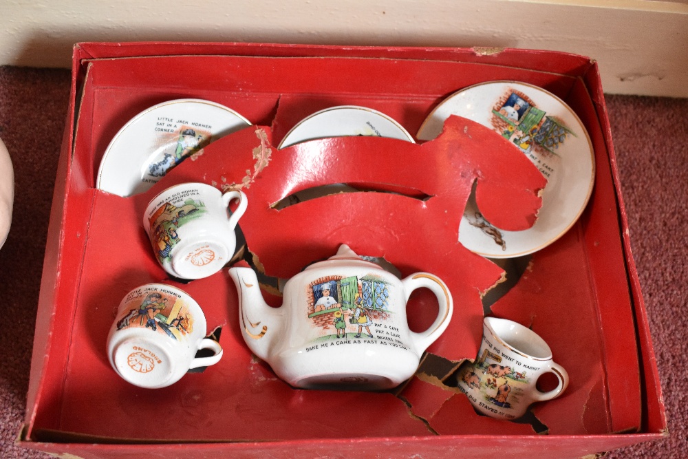 Four 19th century and later child's tea sets, comprising a thirteen piece part tea set with gilt - Image 5 of 8