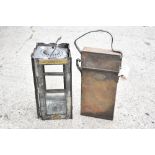 JONES & FOSTER BIRMINGHAM; a WWI military issued folding lamp and metal case, the lamp and case with