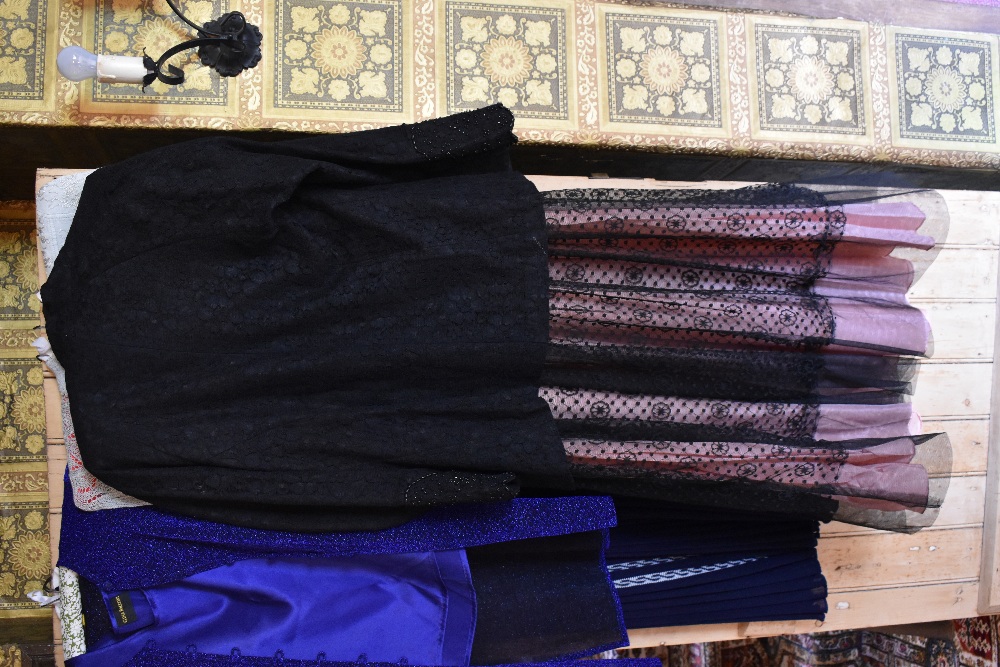 A lady's black lace Romany dress, with black beaded detailing, four further lady's garments and a - Image 3 of 6
