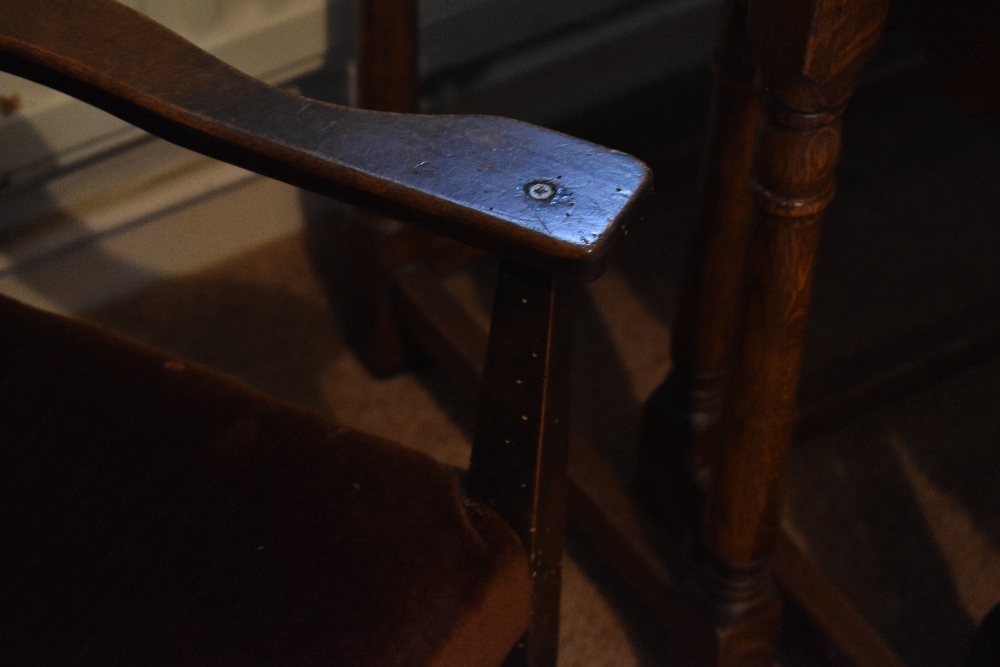 A stained beech child's chair, a stained beech sewing chair and an oak occasional table, tallest - Image 3 of 3