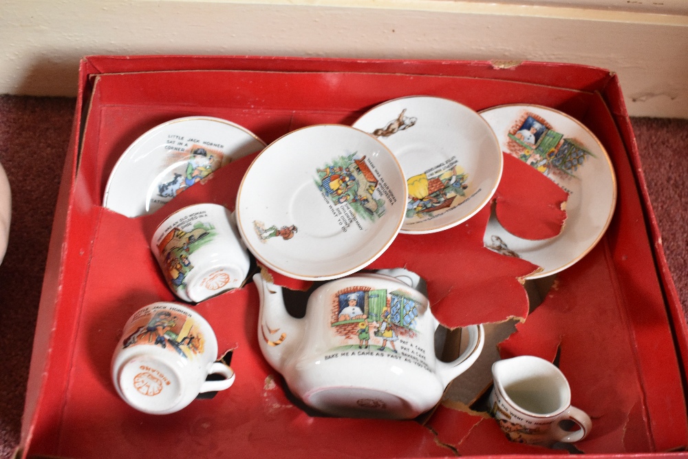 Four 19th century and later child's tea sets, comprising a thirteen piece part tea set with gilt - Image 6 of 8